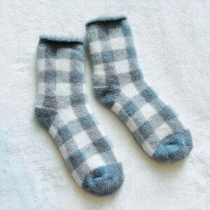New Muk Luks Thermal Crew Socks | Gray Buffalo Check